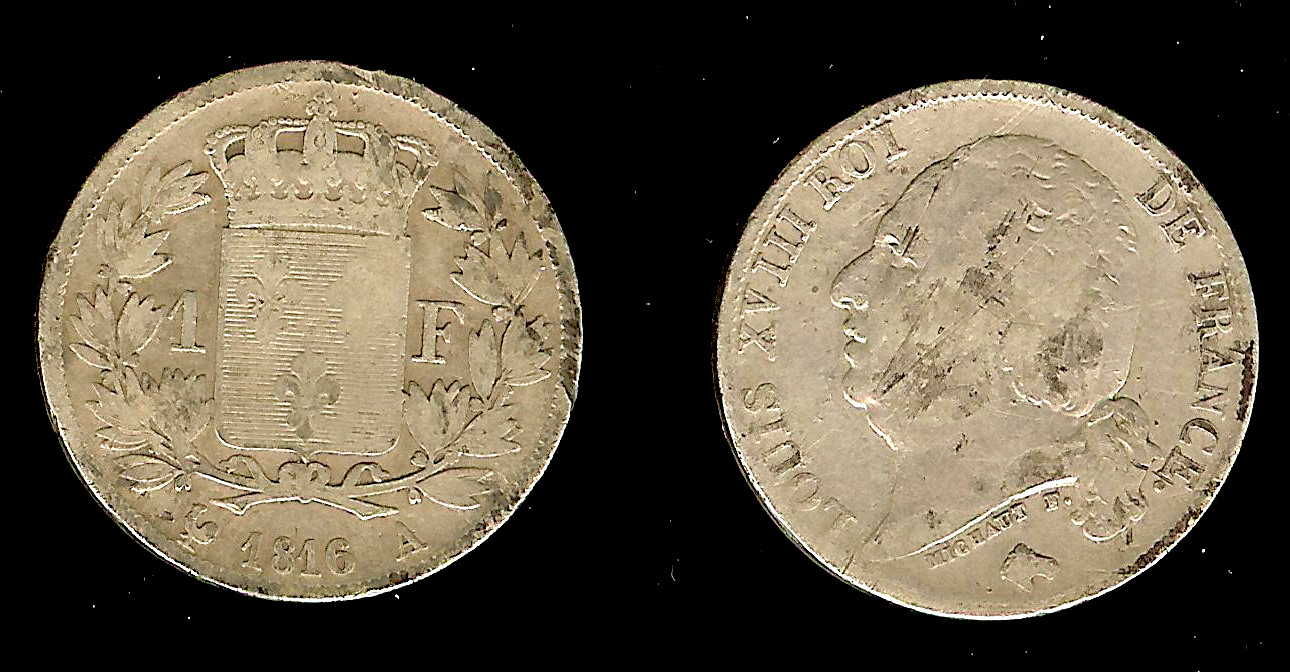 1 franc Louis XVIII 1816A aVF
